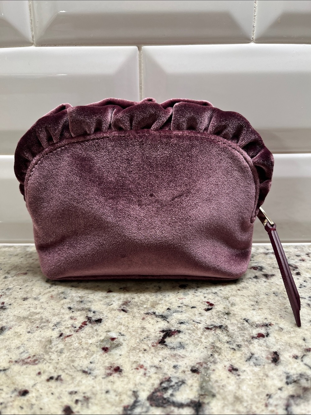 Kate Spade Velvet Ruffled Cosmetic Case NWOT - Picture 4 of 8